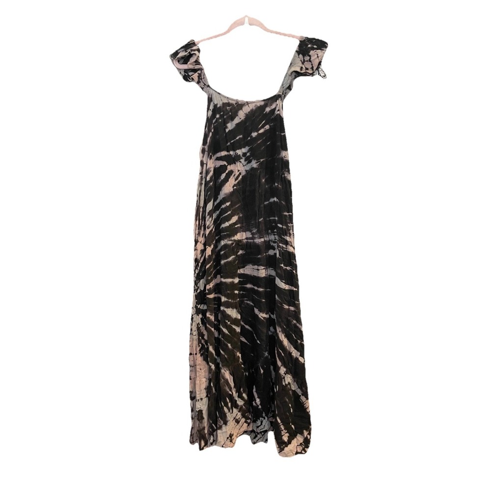 MSRP $54 Raviya Tie-Dye Maxi Cover-Up Dress Womens Swimsuit Black Size L